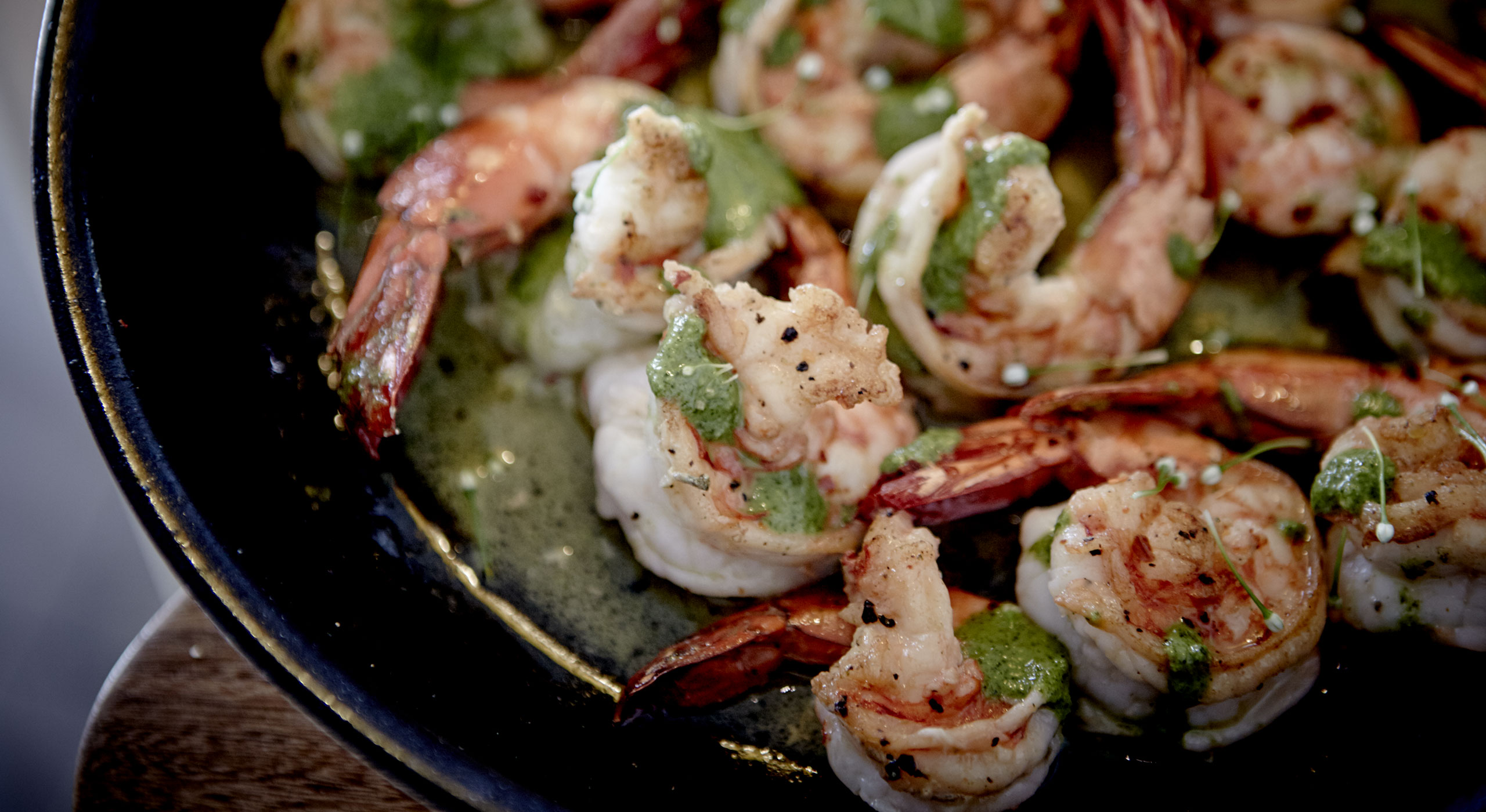 delicious dish of pan fried prawns